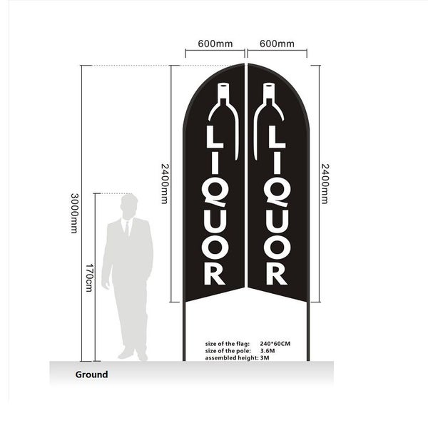 'LIQUOR' 3.4m Commercial Feather Banner Flag Carousel 4