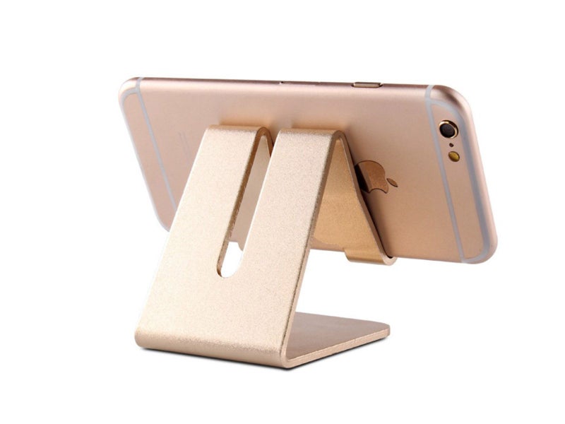 Desktop Phone Holder Aluminum Stand For iPhone, Samsung, Tablet (A02 Gold) Carousel 1