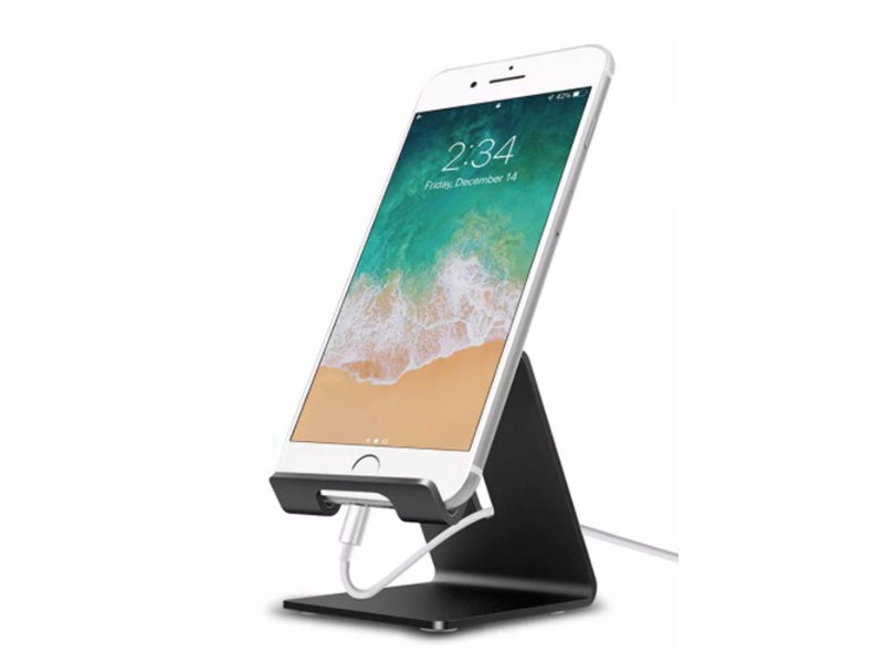 Desktop Phone Holder Aluminum Stand For iPhone, Samsung, Tablet (A02 Black)64188448877697111