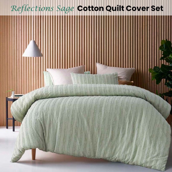 Vintage Design Homewares Reflections Sage Cotton Quilt Cover Set Carousel 2