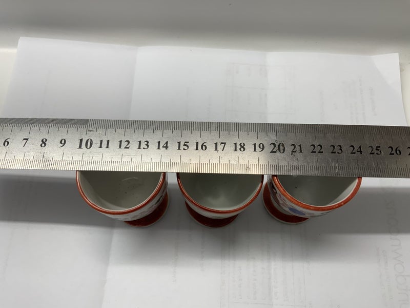 KUTANI SAKI CUPS X 3 = THICK HAND PAINTING = LATE 19th CENTURY Carousel 11