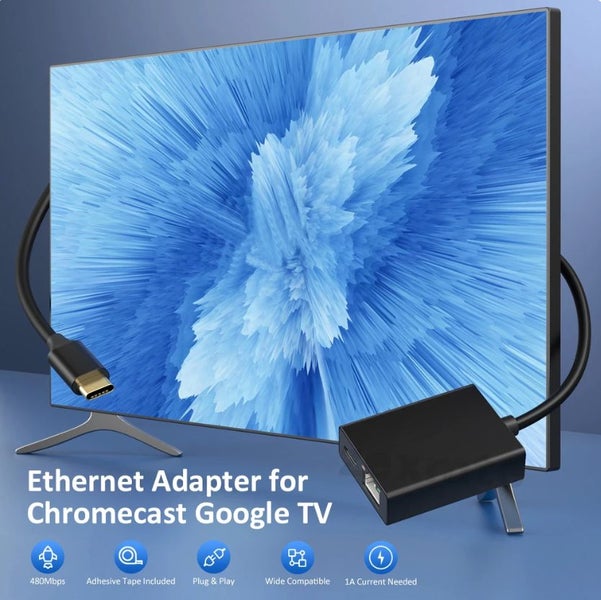 USB-C Ethernet Adapter for Chromecast TV 4K & HD Carousel 2