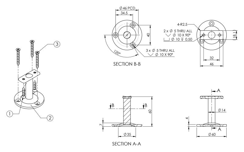 Emro Straight Exposed Bracket SS445 - Available in Curved Top and Flat Top Carousel 3