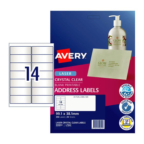 Avery Laser Label Clear L7563 14Up Pack Of 25 Carousel 1