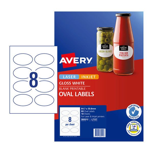 Avery Label Gloss Oval L7137 8Up Pack Of 10 Carousel 1