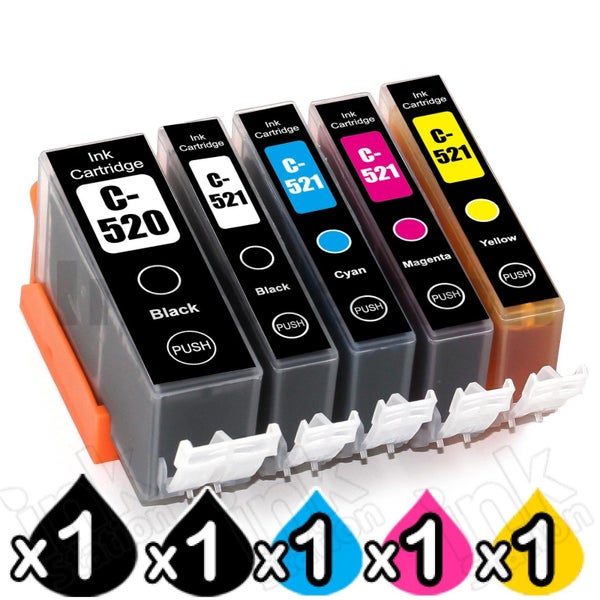 Canon Comp. Ink Cartridges PGI-520 CLI-521 Set for MP550 MP640 MP990 etc Carousel 1