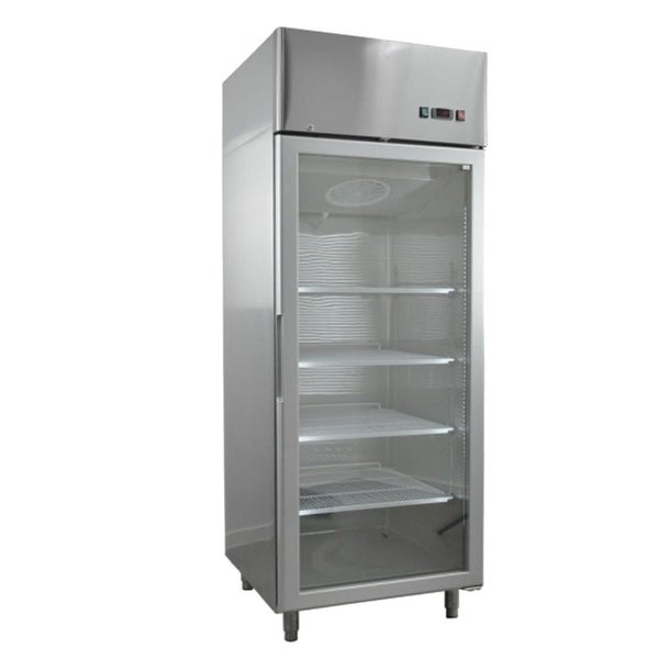 670L Commercial Single Glass Door Upright Stainless Steel Display Freezer Carousel 1
