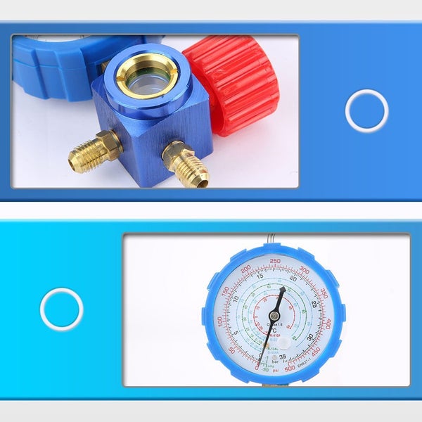 Air Condition Manifold Gauge Manometer& Valve 500psi 35kgf cm With Visual Mirror Carousel 1