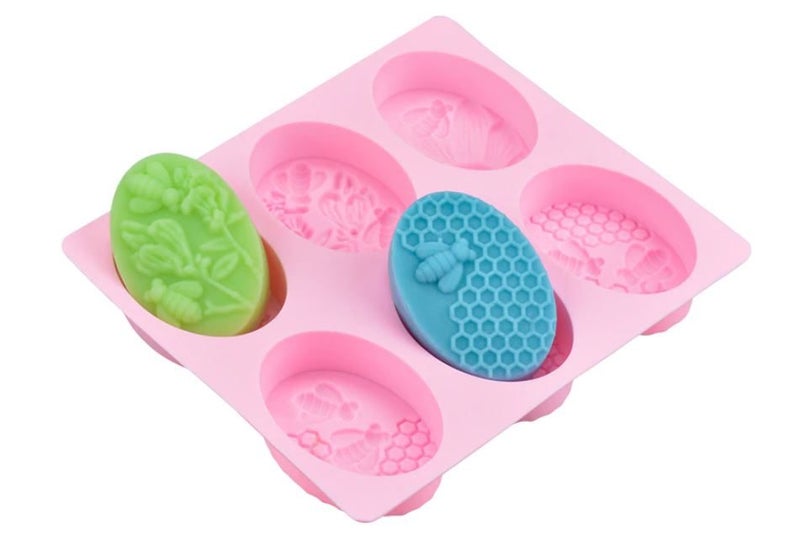 Soap Mold Honey Bee Reusable x 6 oval molds Carousel 1