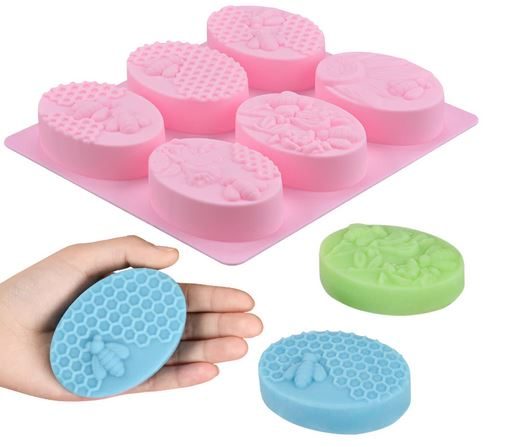 Soap Mold Honey Bee Reusable x 6 oval molds Carousel 2
