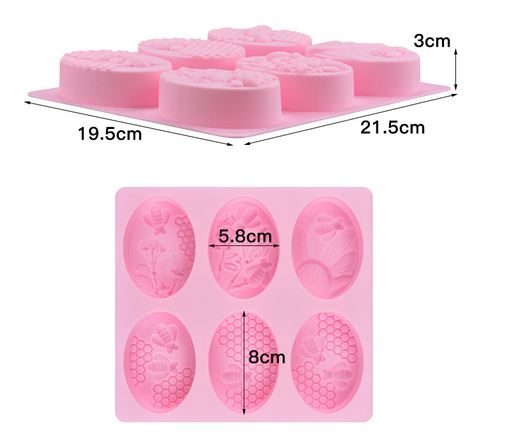 Soap Mold Honey Bee Reusable x 6 oval molds Carousel 3