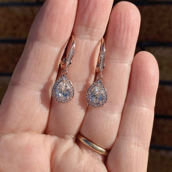 Rose-Gold Drop Crystal Earrings "Senorita" Carousel 2