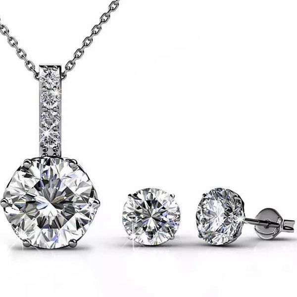 18K White Gold Crystal Jewellery Set "Tina" Carousel 1