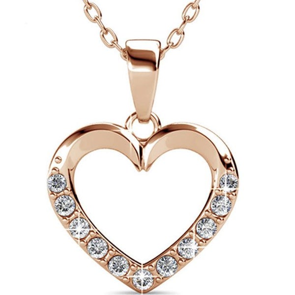 Rose-Gold Crystal Heart Shaped Necklace "Sylvia" Carousel 1