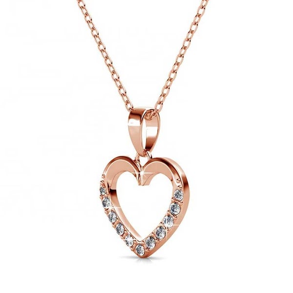 Rose-Gold Crystal Heart Shaped Necklace "Sylvia" Carousel 2