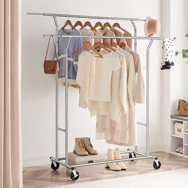 Double Hanging Rails Metal Garment Rack Carousel 2