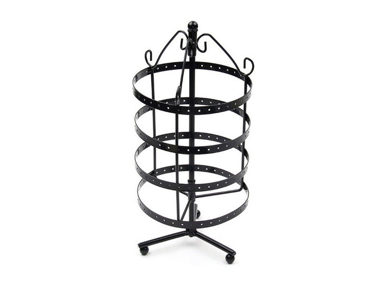 4-Tier Rotating Earring Holder 144 Holes Earring Display Hanging Rack - Black Carousel 2