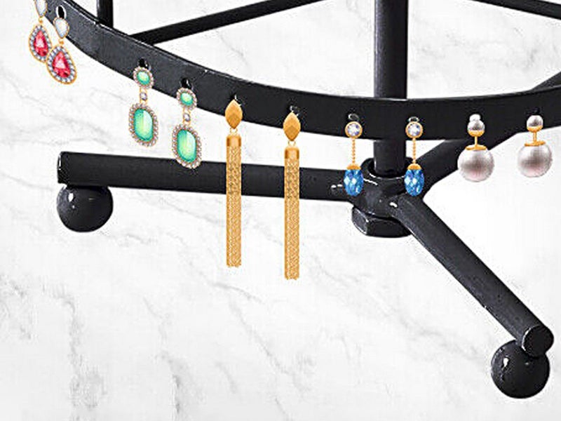 4-Tier Rotating Earring Holder 144 Holes Earring Display Hanging Rack - Black Carousel 3