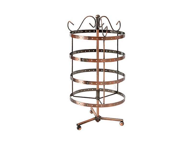 4-Tier Rotating Earring Holder 144 Holes Earring Display Hanging Rack - Brown Carousel 2