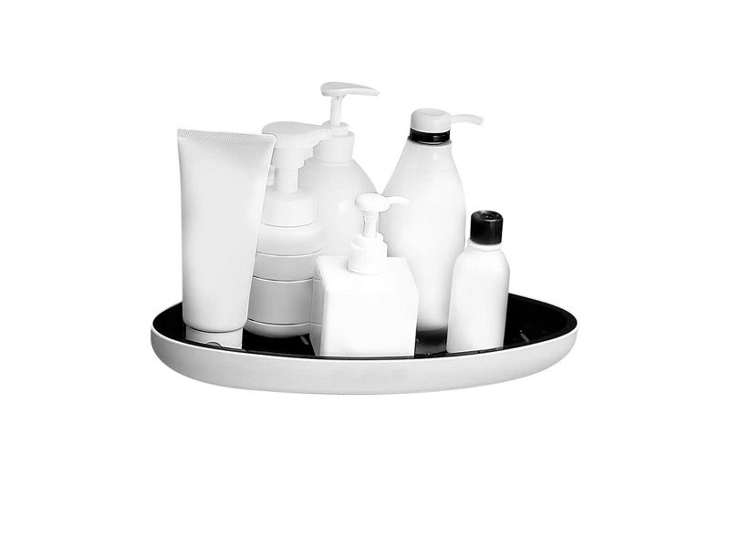 1Pc Wall Mount Bathroom Corner Shower Shelf Caddy Floating Storage Tray - Black Carousel 1