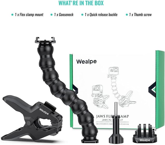 Jaws Flexible Clamp Mount Compatible with GoPro Hero 5-10,Max, Fusion Carousel 5