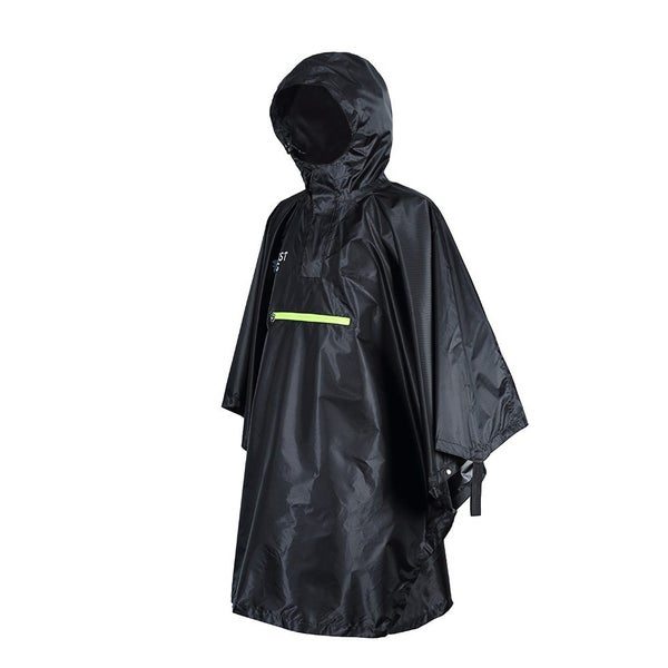 Outdoor Hooded Rain Poncho Waterproof Men Raincoat Jacket - Black Carousel 1