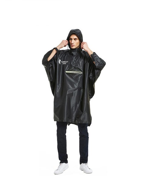 Outdoor Hooded Rain Poncho Waterproof Men Raincoat Jacket - Black Carousel 2
