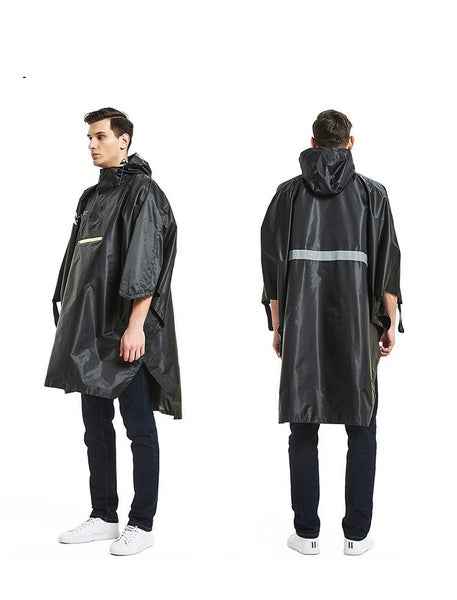 Outdoor Hooded Rain Poncho Waterproof Men Raincoat Jacket - Black Carousel 3