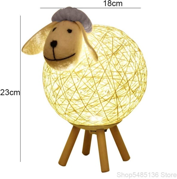 LED Night Light Sheep Rattan Bedside Lamp Kids Projector Night Light Carousel 2