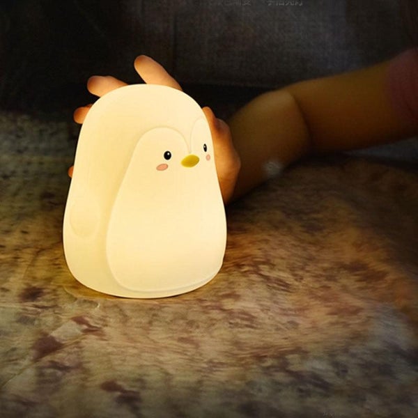 Cute Penguin LED Silicone Baby Night Lamp Bedside USB Night Light Carousel 2