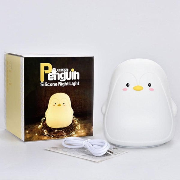 Cute Penguin LED Silicone Baby Night Lamp Bedside USB Night Light Carousel 5