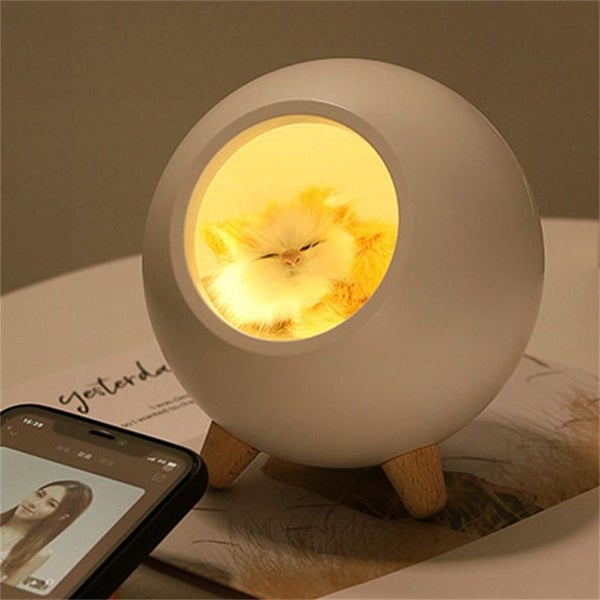 Cute Cat House Night Light Bedroom Table Lamp -White Carousel 2