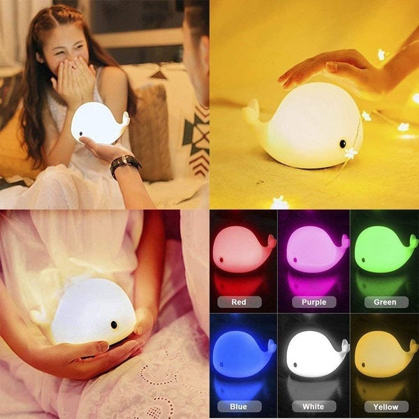 Cute Whale Night Light for Kids Baby Night Light with 7 Color Changing Carousel 2