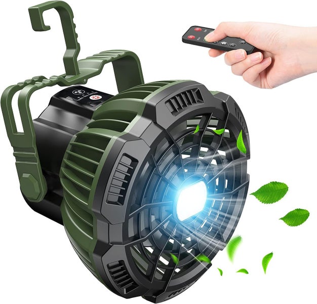 Camping Fan 7800mAh Rechargeable Portable Tent Fan with Remote Control Carousel 1