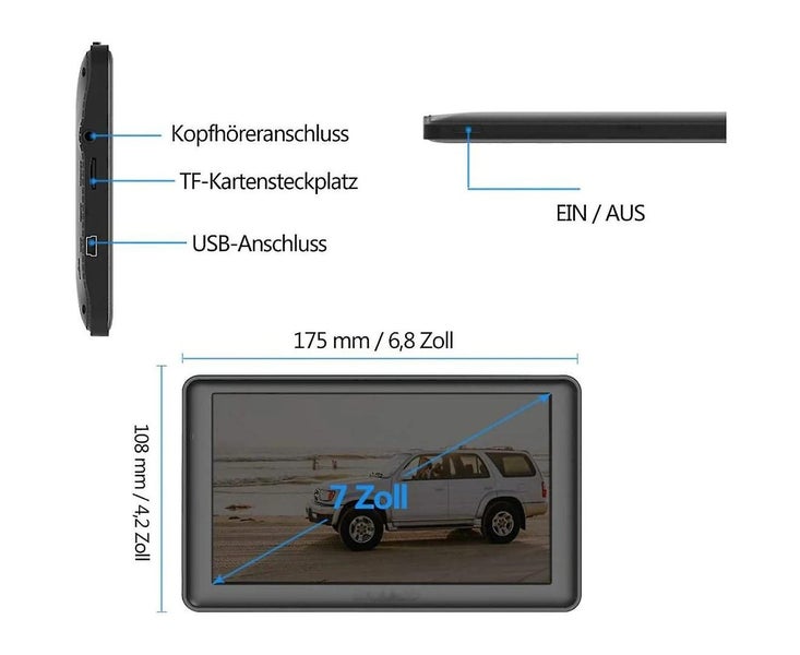 Car Truck GPS Map Vehicle GPS Navigation 7 Inch Touch Screen Over Speed Warning Carousel 2