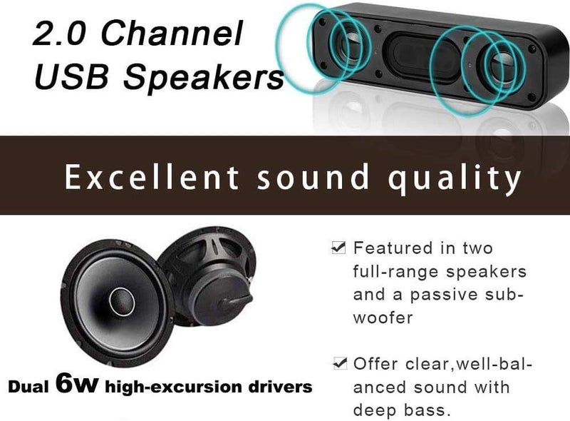 USB Speakers Laptop Speakers USB Powered Speakers Wired Mini Soundbar Carousel 2