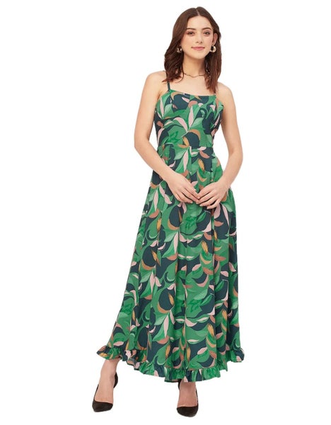 Moomaya Sleeveless Sweetheart Neck Printed Dress - Women's Elegant A-Line Carousel 1