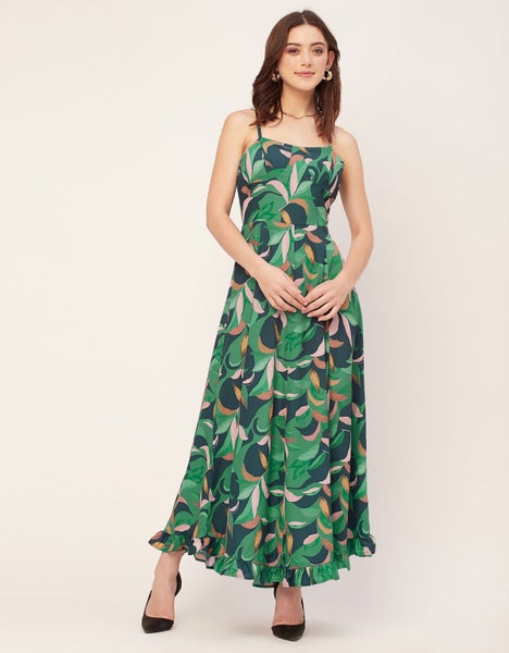 Moomaya Sleeveless Sweetheart Neck Printed Dress - Women's Elegant A-Line Carousel 2