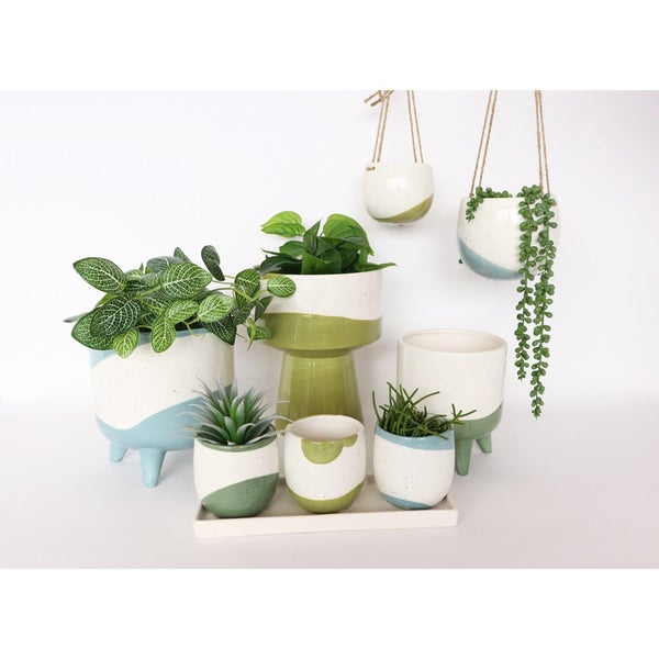 Urban Avery 14cm Ceramic Dot Round Hanging Planter Flower Plant Pot Medium Blue Carousel 2