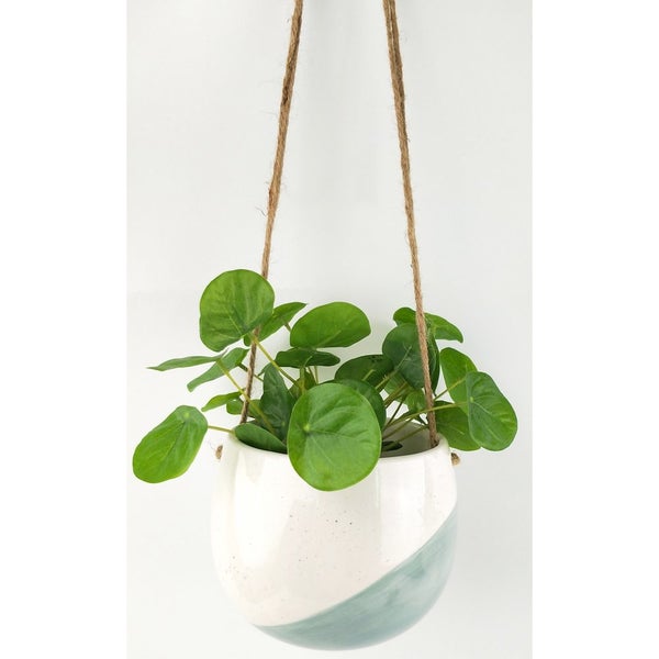 Urban Avery 14cm Ceramic Dot Round Hanging Planter Flower Plant Pot Medium Blue Carousel 3