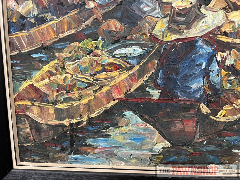 Painting by A Karaket 2003 Bangkok Floating Markets Framed Carousel 2