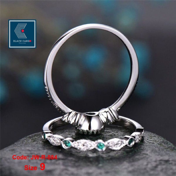 Brand New 2Pcs Emerald 925 Silver Rings Diamond Rings Jewellery*Hot SALE Carousel 2