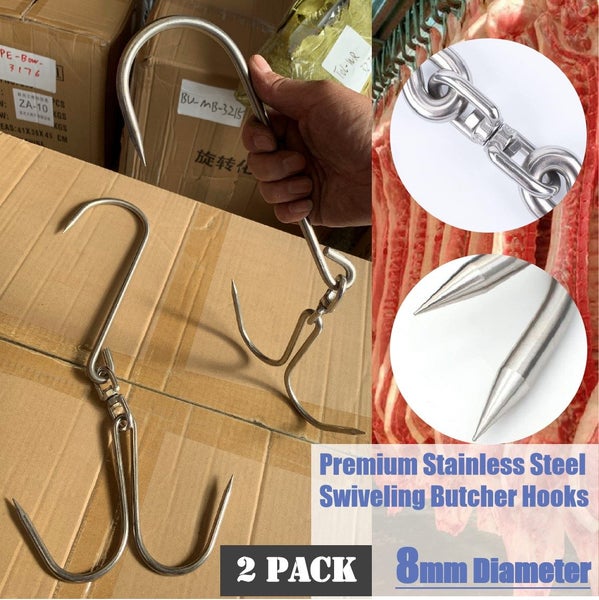 Brand New 2Pack Premium Butcher Meat Hooks Stainless Steel *Clearance* Carousel 1
