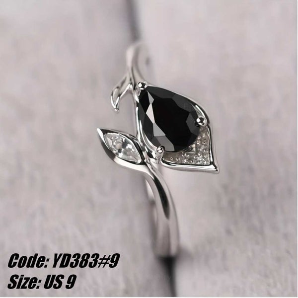 Black Diamond Ring Silver Leaf Women's Ring Jewellery *Local Clearance* Carousel 1
