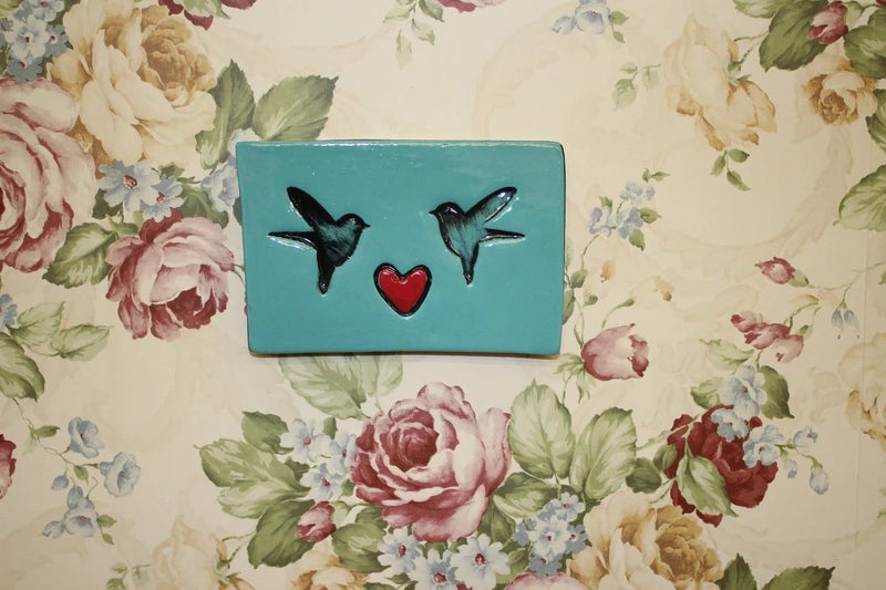 Teal Birds Ceramic Tile Carousel 2