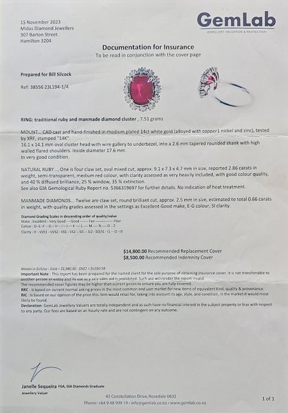 NATURAL Ruby (2.86 carat) and Diamond ring Carousel 6