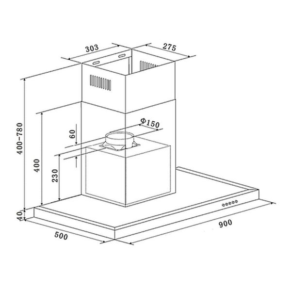 Robinhood 900mm Wall Canopy - Matte Black (RWE3CL9MBDC) Carousel 2