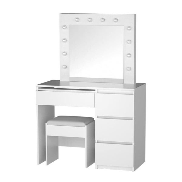 Artiss Dressing Table Led Makeup Mirror Stool Set 12 Bulbs Vanity Desk White Carousel 1