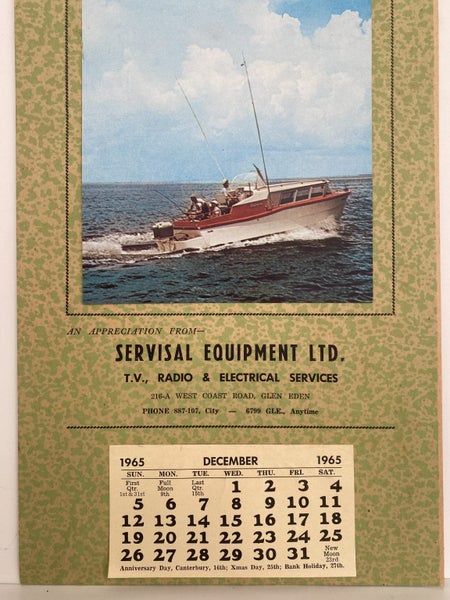 VINTAGE CALENDAR: Servisal Equipment Ltd, Auckland 1965 Carousel 1