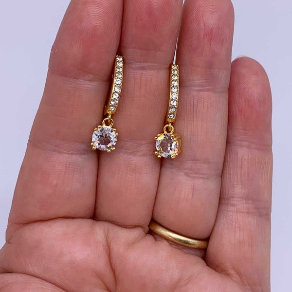 18K Gold Huggie Crystal Earrings "Lara" Carousel 2